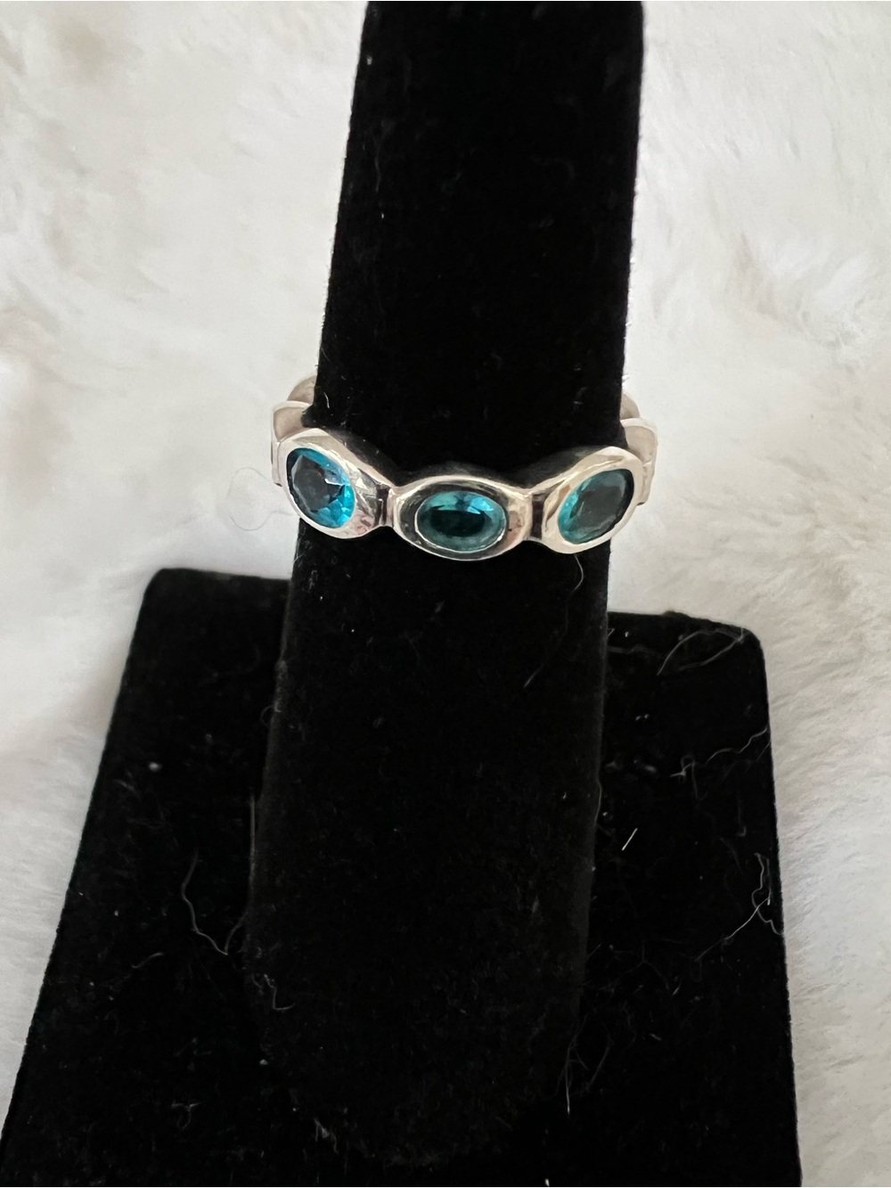 Silpada Northern Lights Sterling Silver Blue Topaz Trio Band Ring